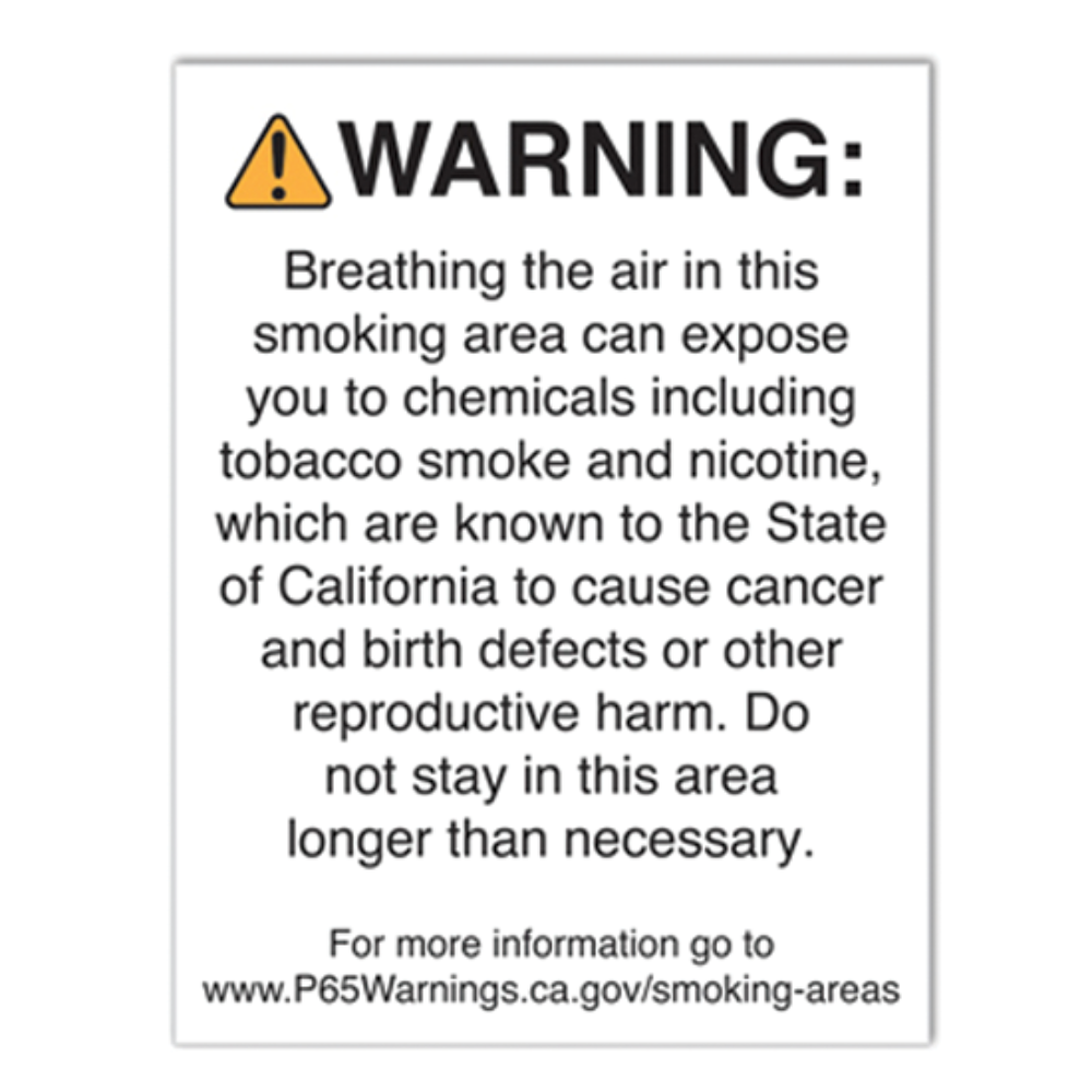 Picture of Smoking Area Warning Sign (CA Prop 65)