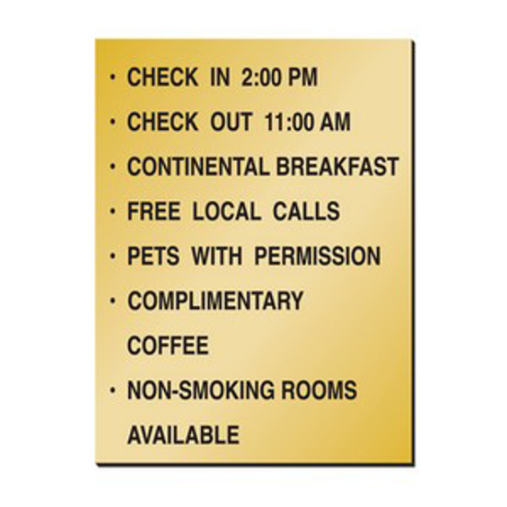 Picture of Front Desk Amenities Sign